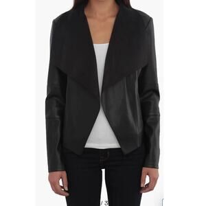Bagatelle Black Drape Faux Leather Suede Jacket Women Small Streetwear Edgy Chic